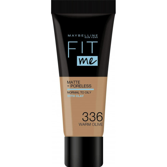 Maybelline, Fit Me Matte + Poreless, Skystas makiažo pagrindas, 336, Šilta alyvuogė, 30 ml
