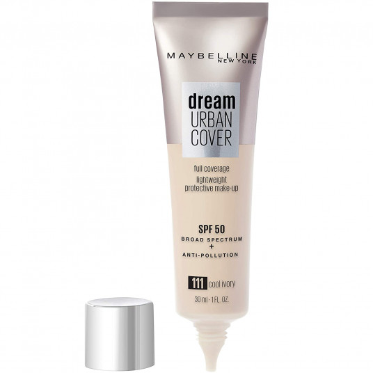 Maybelline, Dream Urban Cover, kreminis pagrindas, 111, Cool Ivory, SPF 50, 30 ml