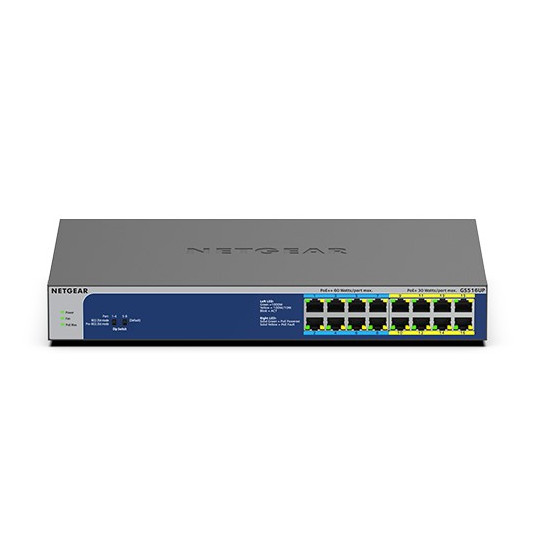 NETGEAR GS516UP Ne-valdomas Gigabit Ethernet (10/100/1000) Maitinimas per Eternetą (PoE) Pilka