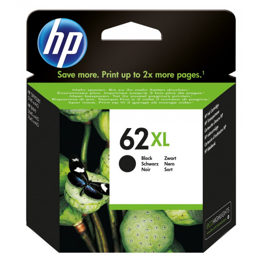 HP 62XL didelio našumo juoda originali rašalo kasetė
