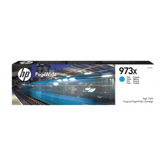 HP 973X didelio našumo žalsvai mėlyna originali kasetė „PageWide“.