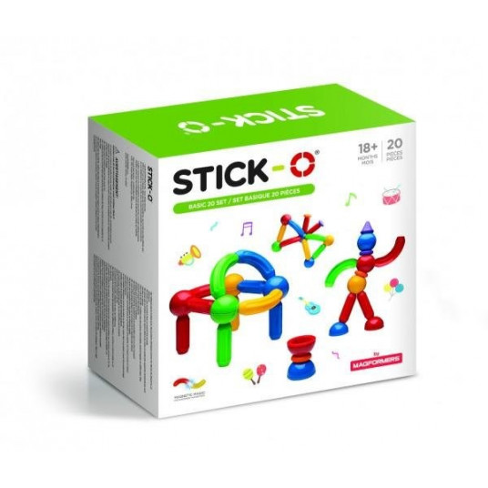 MAGFORMERS STICK-O 005-901002 BASIC SET - 20 ELEMENTŲ