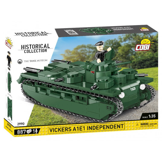COBI 2990 istorinė kolekcija Didžiojo karo britų tanko Vickers A1E1 nepriklausomos 887 plytos