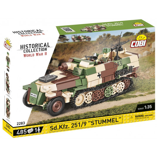 COBI 2283 istorinė kolekcija Antrojo pasaulinio karo Vokietijos šarvuočių vežėjas Sd.Kfz. 251/9 "Stummel" 485 plytos