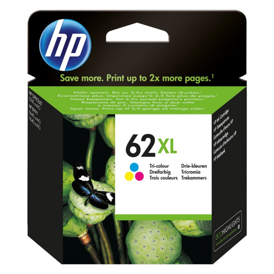 HP 62XL didelio našumo trispalvė originali rašalo kasetė