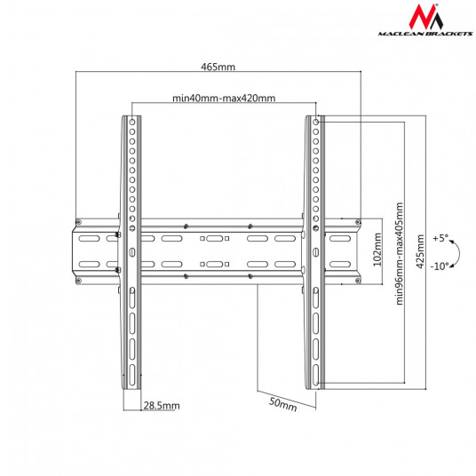 Maclean 32-55 cali MC-748 czarny max vesa 400x400 35kg