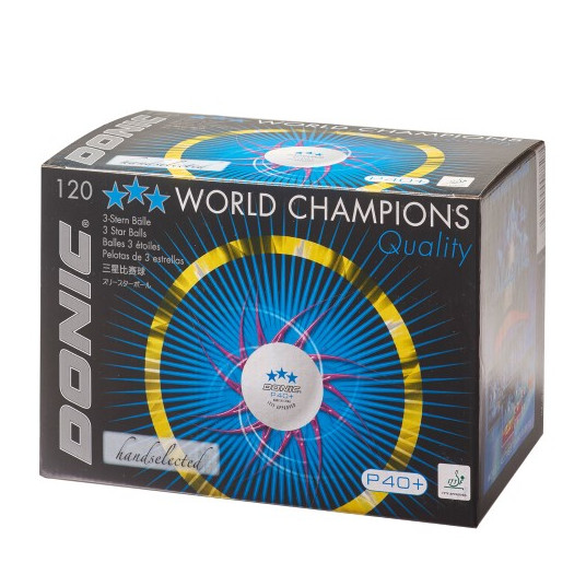 Stalo teniso kamuoliukai DONIC P40+ 3žv. ITTF 120 vnt White