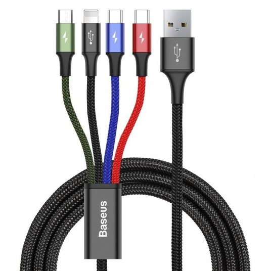 Kabelis USB Baseus Fast 4in1 2xUSB-C / Lightning / Micro 3,5A 1,2 m (juodas)