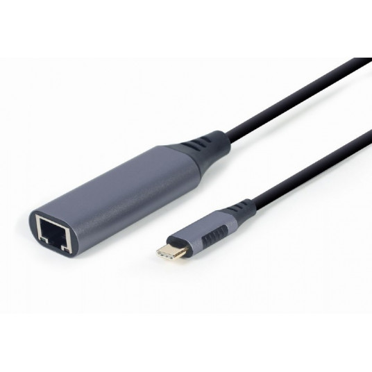 Gembird A-USB3C-LAN-01 knyginių kompiuterių dokas / jungčių replikatorius USB 3.2 Gen 1 (3.1 Gen 1) Type-C Juoda, Pilka