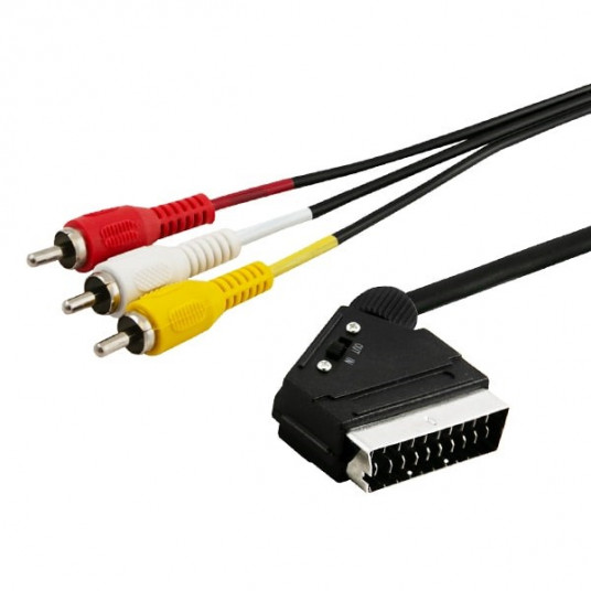 SAVIO garso/vaizdo kabelis SCART - 3xRCA 2 m CL-133 juodas