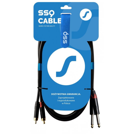 SSQ RCAJM1 SS-1427 Kabelis 2x RCA - 2x Jack Mono 6,3 mm 1 m Juoda