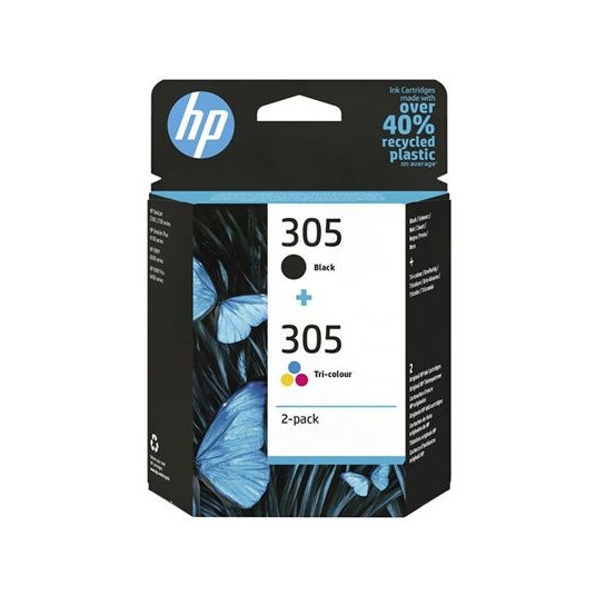 HP 305 2 pakuočių trispalvė/juoda originali rašalo kasetė