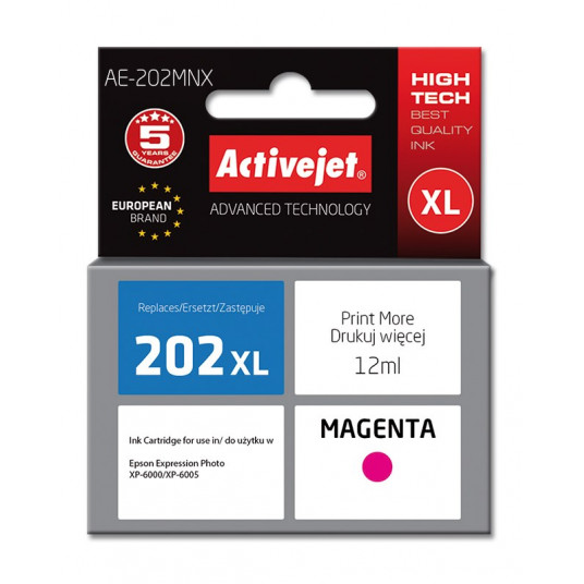 Activejet AE-202MNX rašalas (pakaitinis Epson 202XL H34010; Supreme; 12 ml; raudonos spalvos)