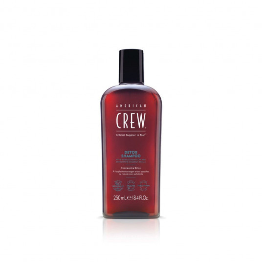 American Crew, Detox, veganiškas, plaukų šampūnas, skirtas reguliuoti riebalų perteklių, 250 ml