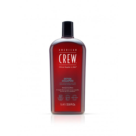 American Crew, Detox, veganiškas, plaukų šampūnas, skirtas reguliuoti riebalų perteklių, 1000 ml