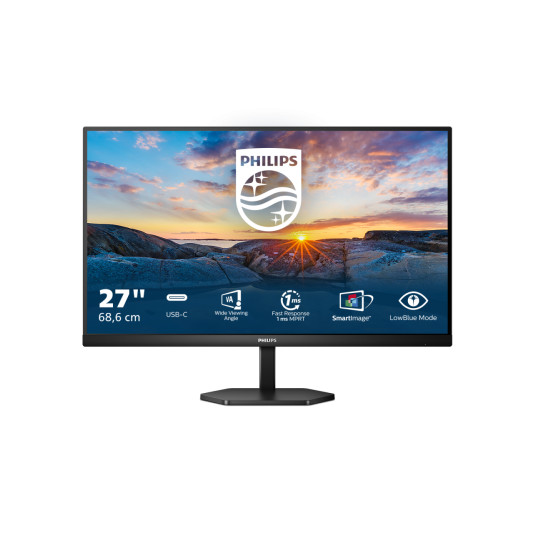 Monitorius Philips 3000 Series LED 27 colių 1920x1080 75Hz IPS 300cd/m2 1ms HDMI USB-C garsiakalbiai, Juoda