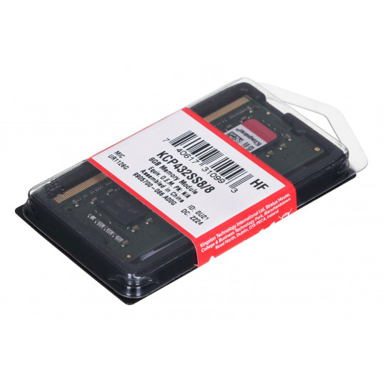 Kingston Technology KCP432SS8/8 atminties modulis 8 GB 1 x 8 GB DDR4 3200 MHz