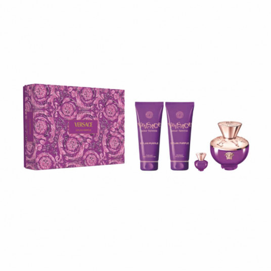 Versace Dylan Purple Eau De Perfume Spray 100 ml rinkinys, 4 dalys, 2024 m.