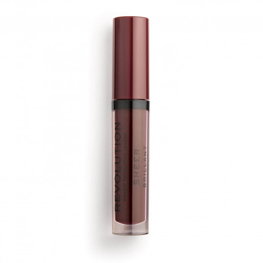 Makeup Revolution, Sheer Brillant, vegan, lūpų blizgis, 148, slyva, 3,5 ml