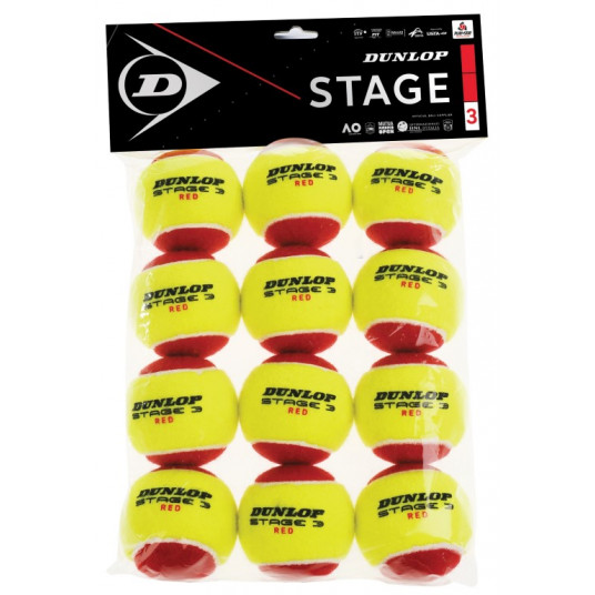 Teniso kamuoliukai Dunlop STAGE 3 RED 12-polybag ITF