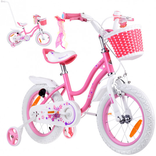 RoyalBaby STAR GIRL girls' bike 14" basket side wheels pusher RB14G-1