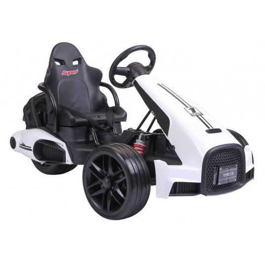 Vaikiškas vienvietis elektrinis kartingas, baltas