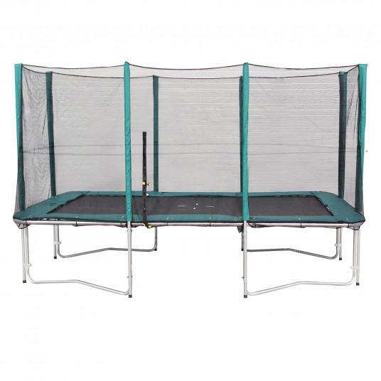 Trampoline with enclosure and green pad 426x274cm