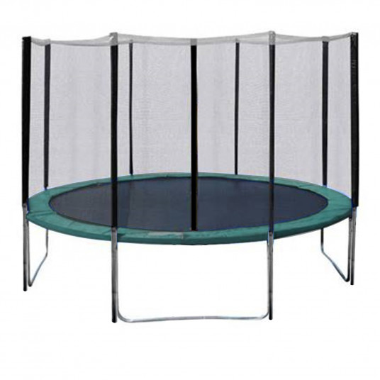 Trampoline with enclosure and green pad D366cm