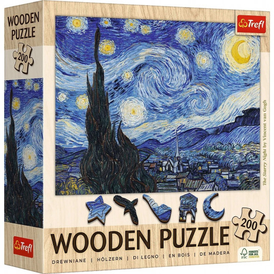 Wooden puzzle 200 pieces The Starry Night Vincent van Gogh