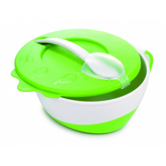 CANPOL BABIES dubenėlis su šaukštu Cow 350ml 31/406 green