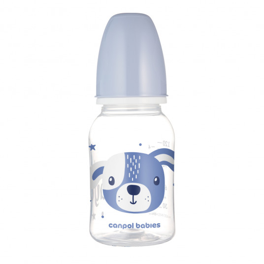 CANPOL BABIES siauro kaklelio buteliukas CUTE ANIMALS, 120 ml, 11/851_blu