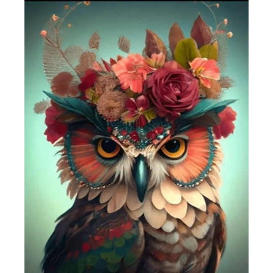 Diamond mosaic - Owl with flowers