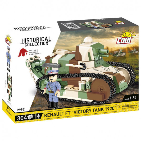 COBI 2992 istorinė kolekcija Didžiojo karo prancūzų tankas Renault FT "Victory Tank 1920"