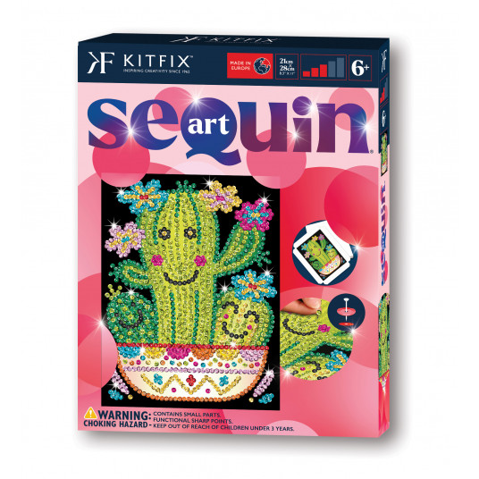 KITFIX DIY „Sequin Art“ raudonasis rinkinys „Kaktusas“