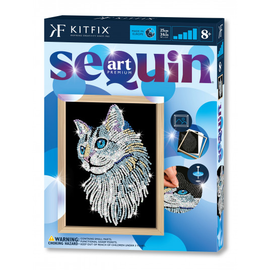 KITFIX DIY „Sequin Art“ mėlynasis rinkinys „Balta katė“