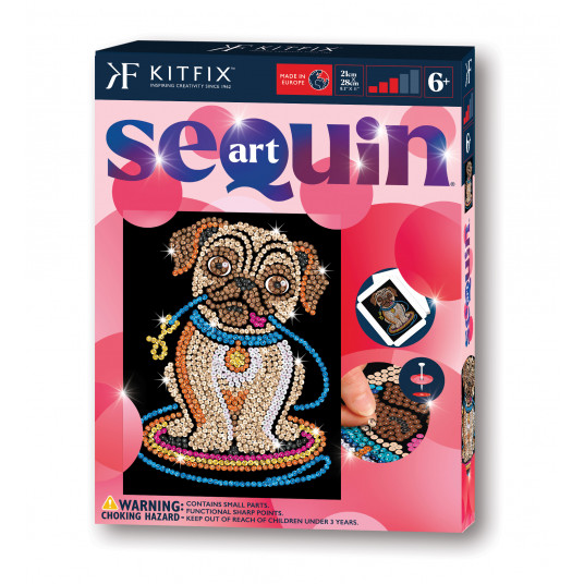 KITFIX DIY „Sequin Art“ raudonasis rinkinys „Mopsiukė Lilė“