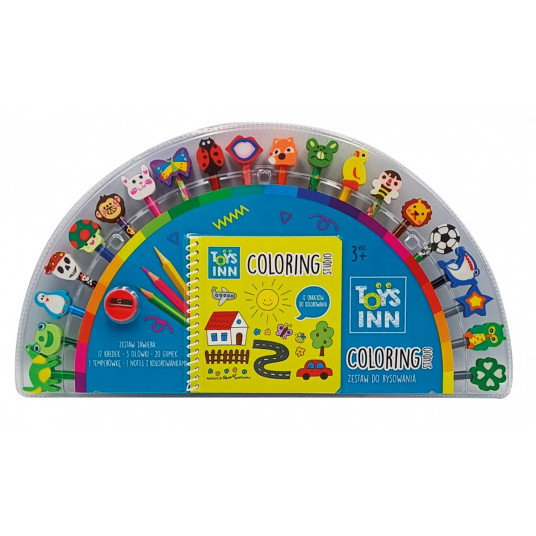 Crayons with erasers and a coloring book