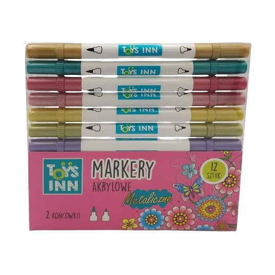 Acrylic metallic markers with two tips 12 pieces