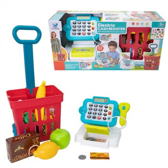 Shop cash register with shopping cart