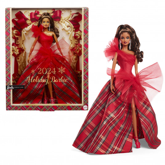 Kolekcinė „Barbie Holiday“ lėlė tamsiais plaukais 2024