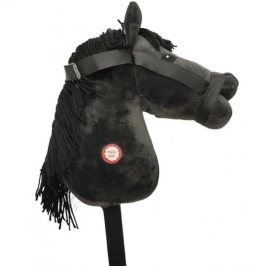 Black horse head on a stick with sound