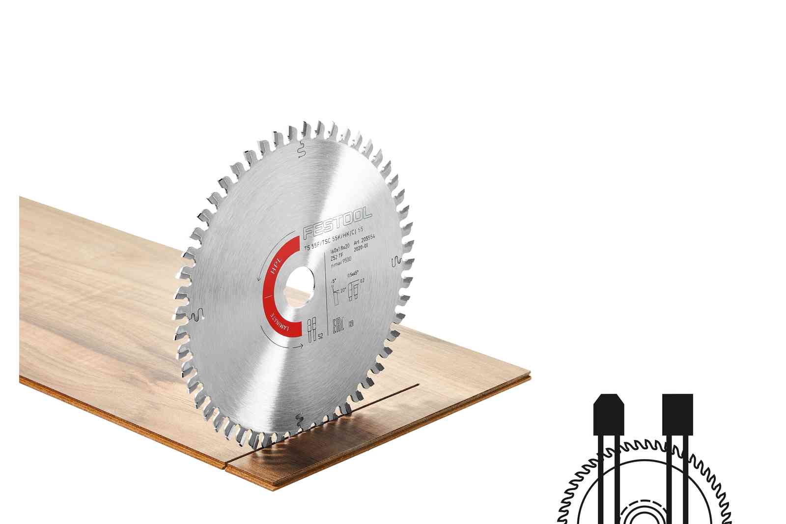 Pjovimo diskas FESTOOL LAMINATE/HPL HW 160x2,2x20 TF48 496308