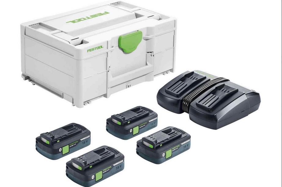 Akumuliatorių ir įkroviklio rinkinys FESTOOL SYS 18V 4x4,0/TCL 6 DUO 577104