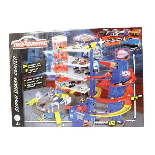 PROMO MAJORETTE Garage Super Chase Center + 4 cars and train