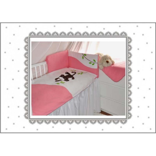 Bedding set - 3 parts - 135/100/160 - MAŁPIE FIGLE - PINK ***