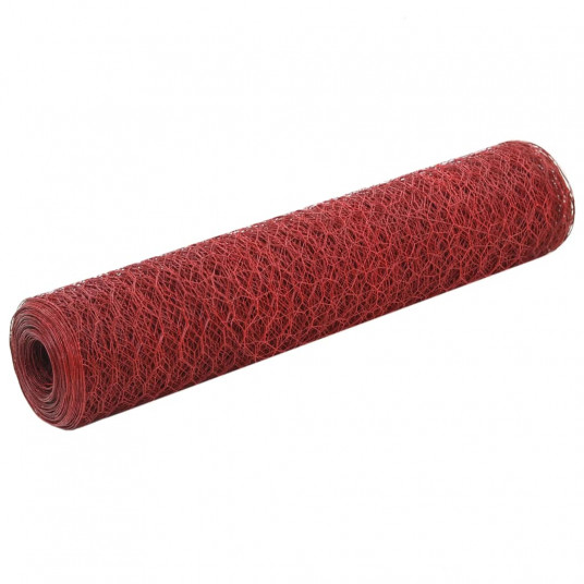 Vielos tinklas su PVC danga, raudonas, 25x0,75m