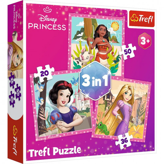 Puzzle 3in1 Disney Princesses Beautiful flowers