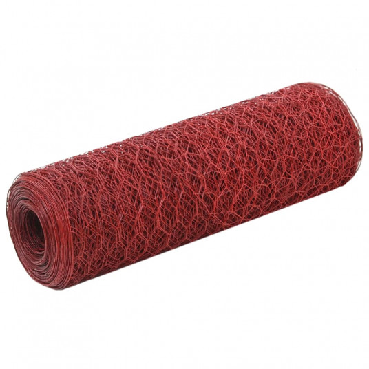  Vielos tinklas su PVC danga, raudonas, 25x0,5m 