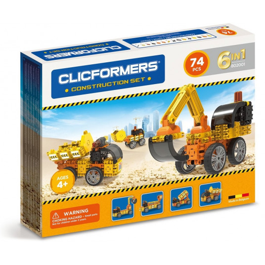 MOKOMIEJI IR STATYBINIAI BLOKAI CLICS CLICFORMERS 802001 - KONSTRAVIMO RINKINYS (6 IN 1) - 74 ELEMENTŲ