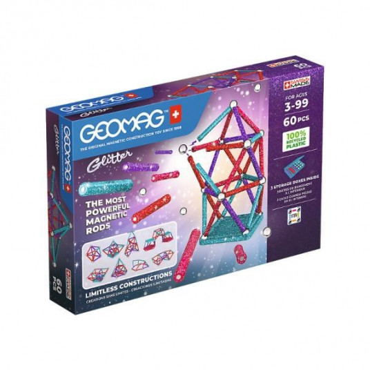 GEOMAG Glitter Recykled - magnetic blocks 60el. G536